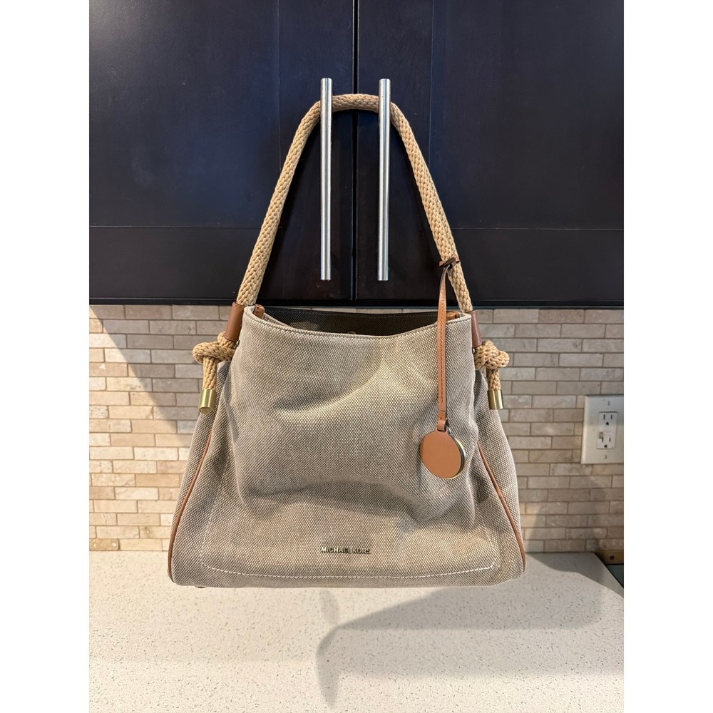 Michael Kors Canvas Satchel Isla Women Handbag Tote Shoulder Bag